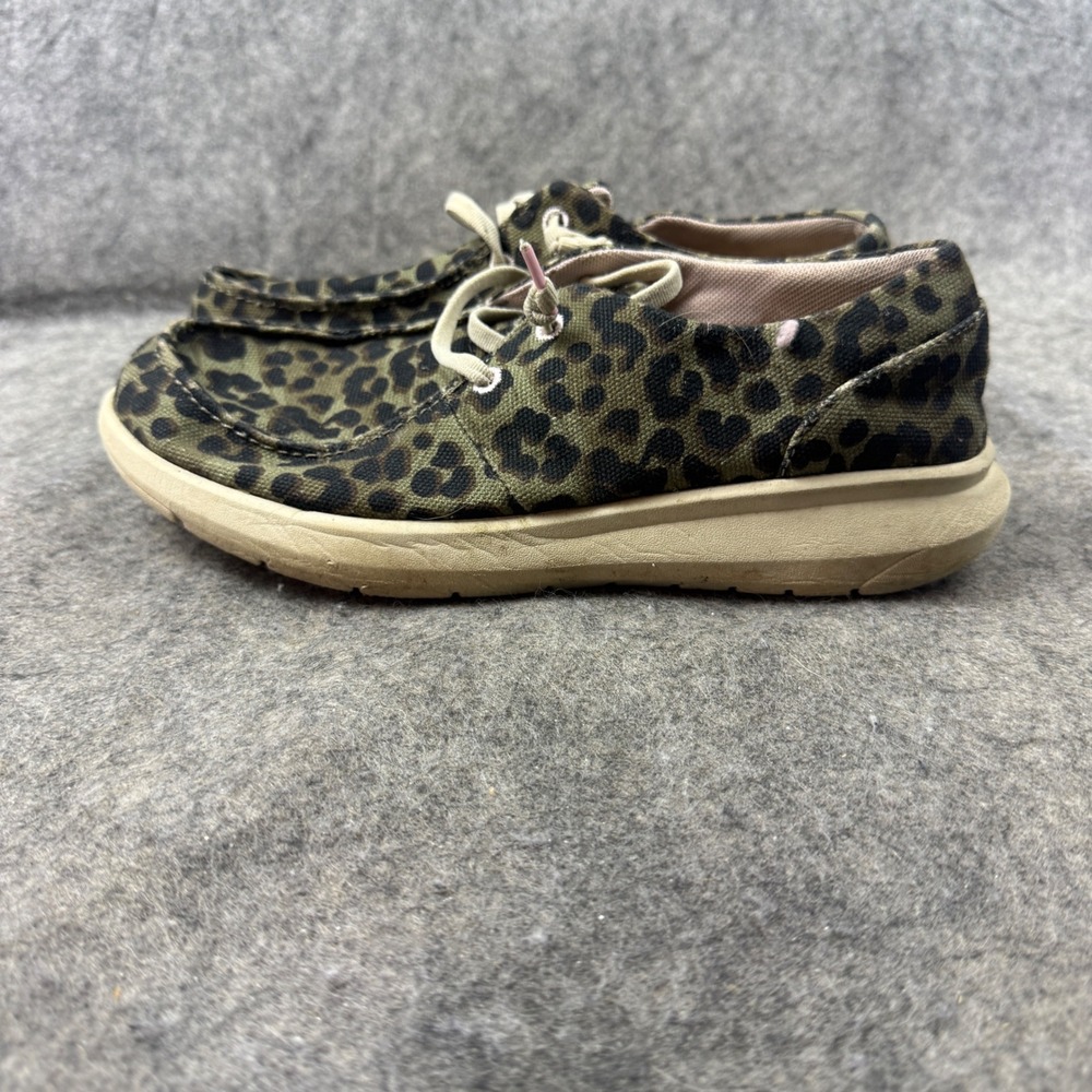 Ariat Hilo Womens 6.5 Leopard Print Canvas Loafers Olive Green 10047018